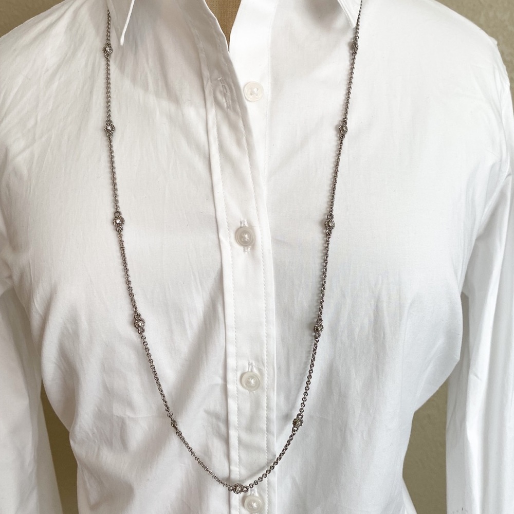 Judith Ripka sterling silver long necklace with CZ